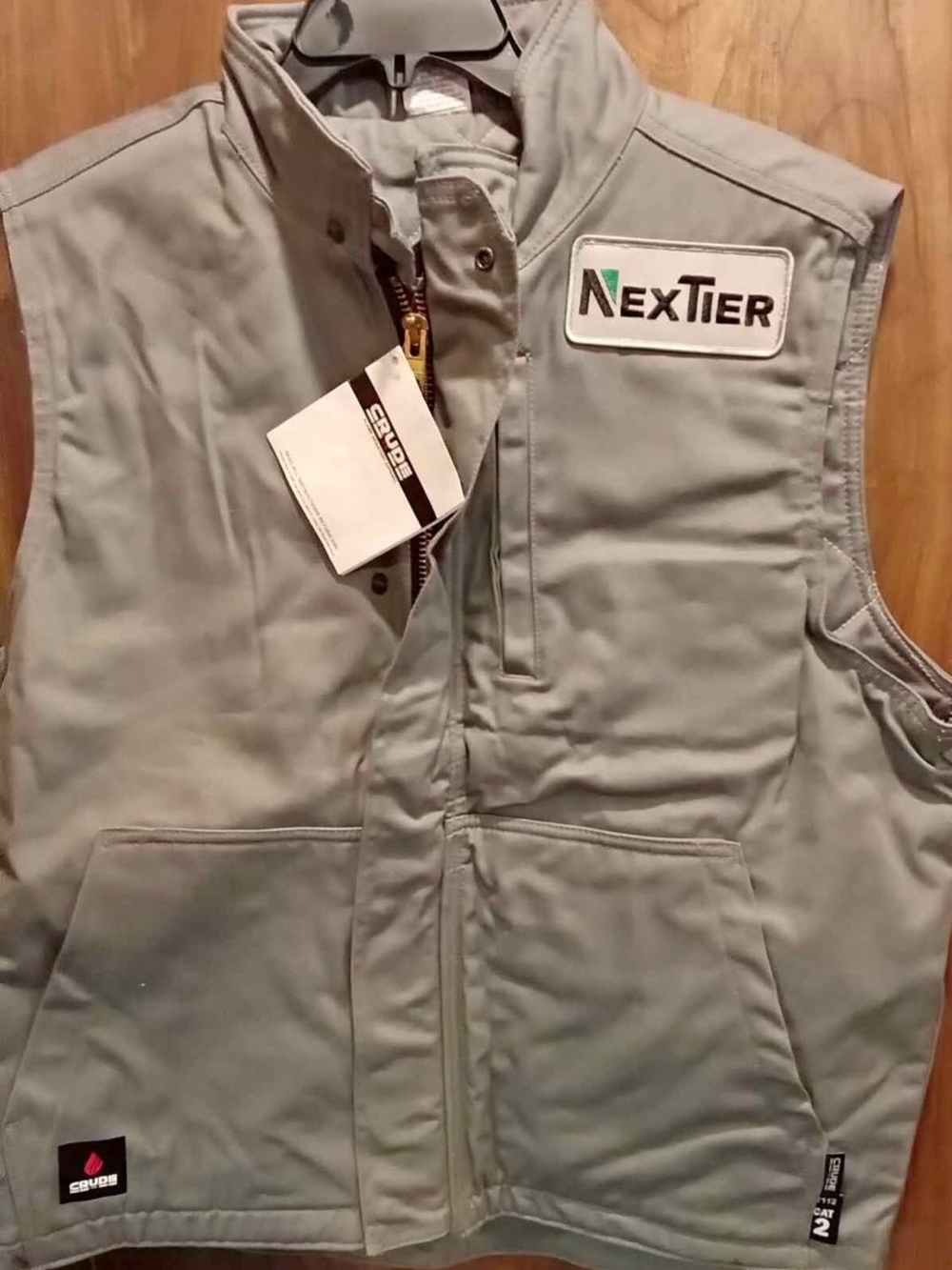 CRUDE Flame Resistant Gray Canvas Cotton Work Vest NexTier Patch Size Large